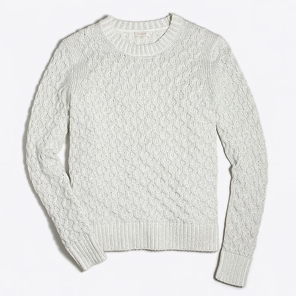 J. crew | Metallic Cable Knit Sweater Silver - Picture 2 of 8